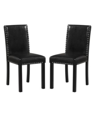 Set of 2 Dining Chairs with Solid Rubber and Wood Legs