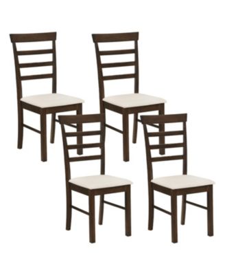 Wooden Dining Chairs Set of 4 with Fabric Cushion for Dining Room