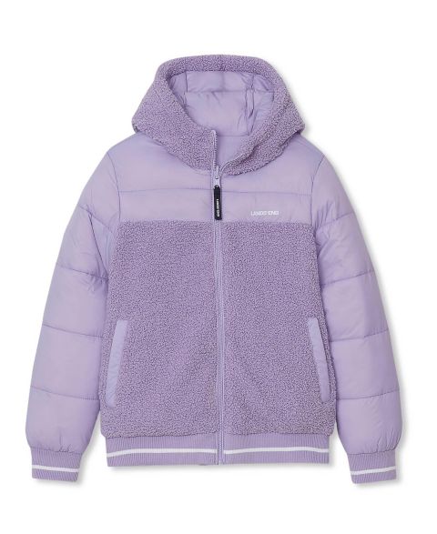 Детская куртка Lands' End FeatherFree Reversible Water-Resistant Hooded, цвет: Сиреневый