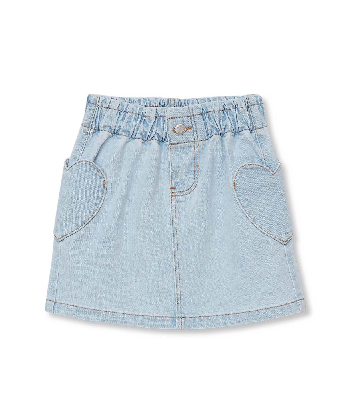 Lands' End Girls' 4-16 Denim Heart-Shaped Cargo Pockets Elastic-Waist Skirt