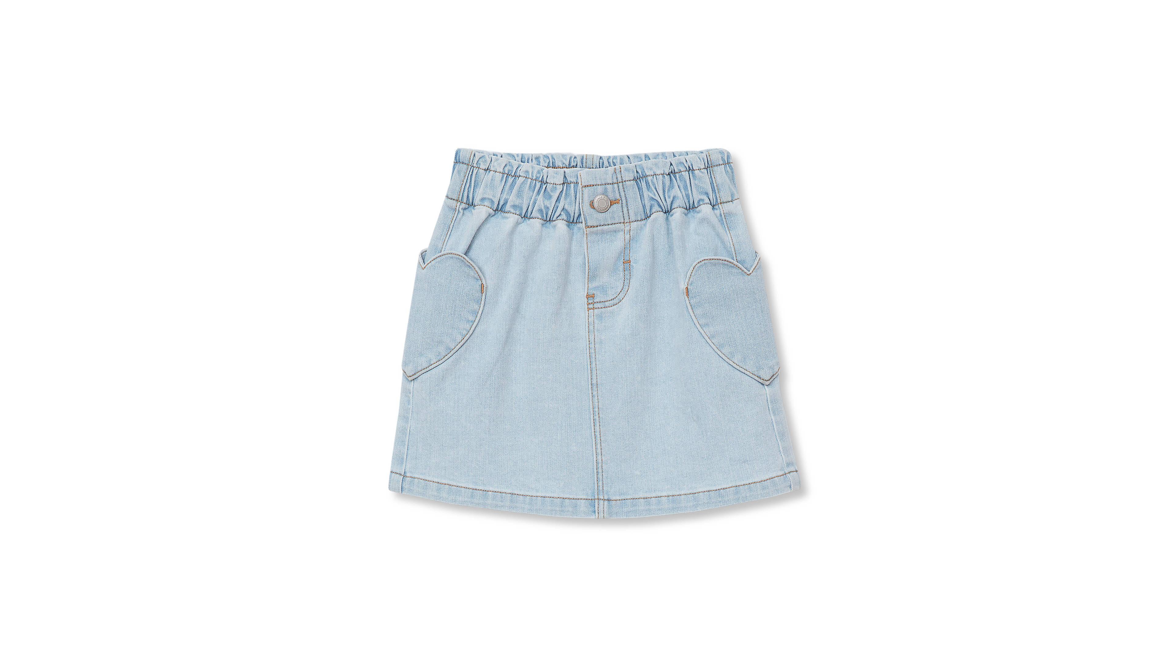 Lands' End Girls' 4-16 Denim Heart-Shaped Cargo Pockets Elastic-Waist Skirt