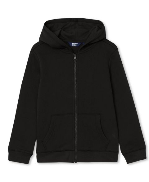 Худи Lands' End Long-Sleeve Cotton-Blend Fleece Full-Zip with Kangaroo Pocket для девочек, цвет: Чёрный