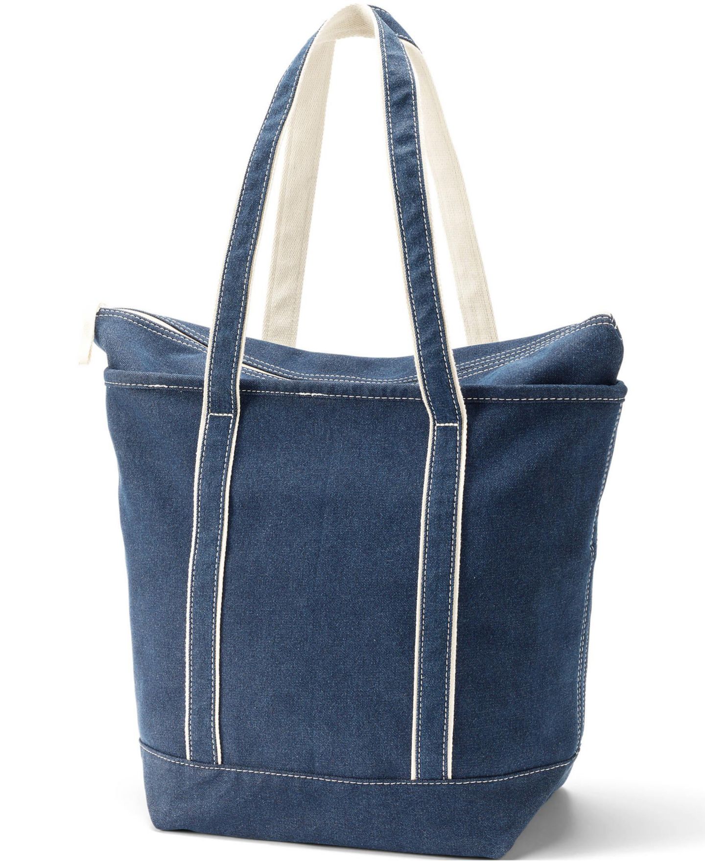 Сумка Lands' End Large Denim Long Handle Zip Top, цвет: Средняя варка джинсовый — фото 3