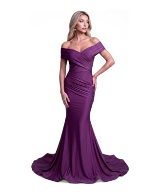 Women's Off-The-Shoulder Ruched Mermaid Gown