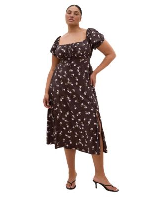 Plus Size Abbie Floral-Print Maxi Short-Sleeve Dress
