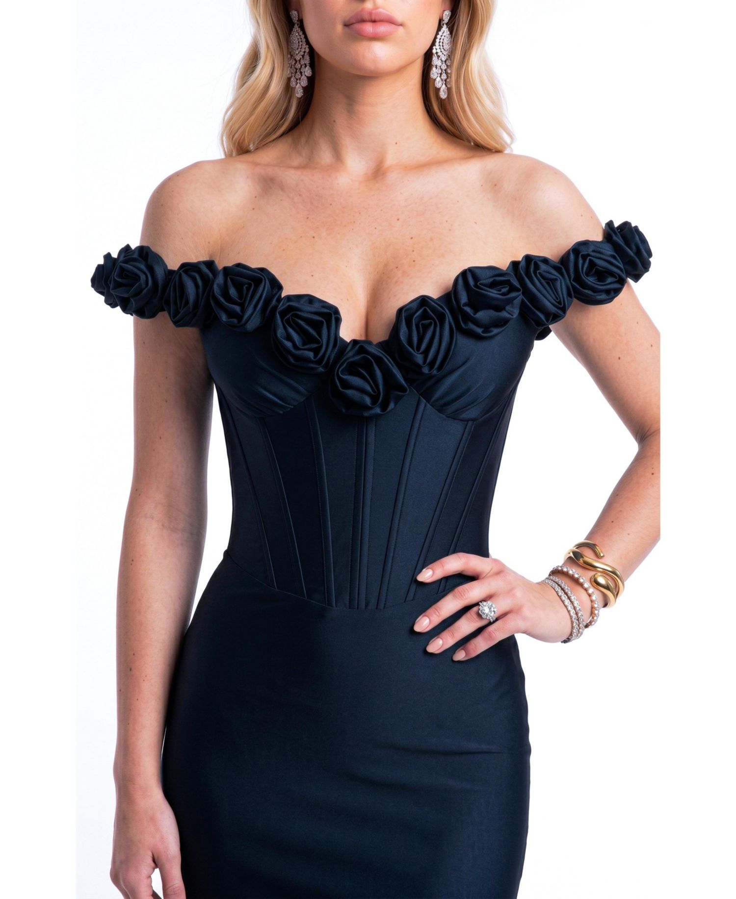 Women's Rosette Off-Shoulder Mermaid Gown