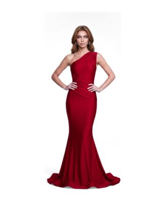 Women's One Shoulder Ruched Mermaid Evening Gown