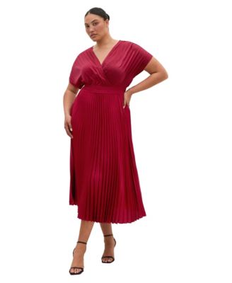 Plus Size Elia Satin Midi Cap-Sleeve Dress