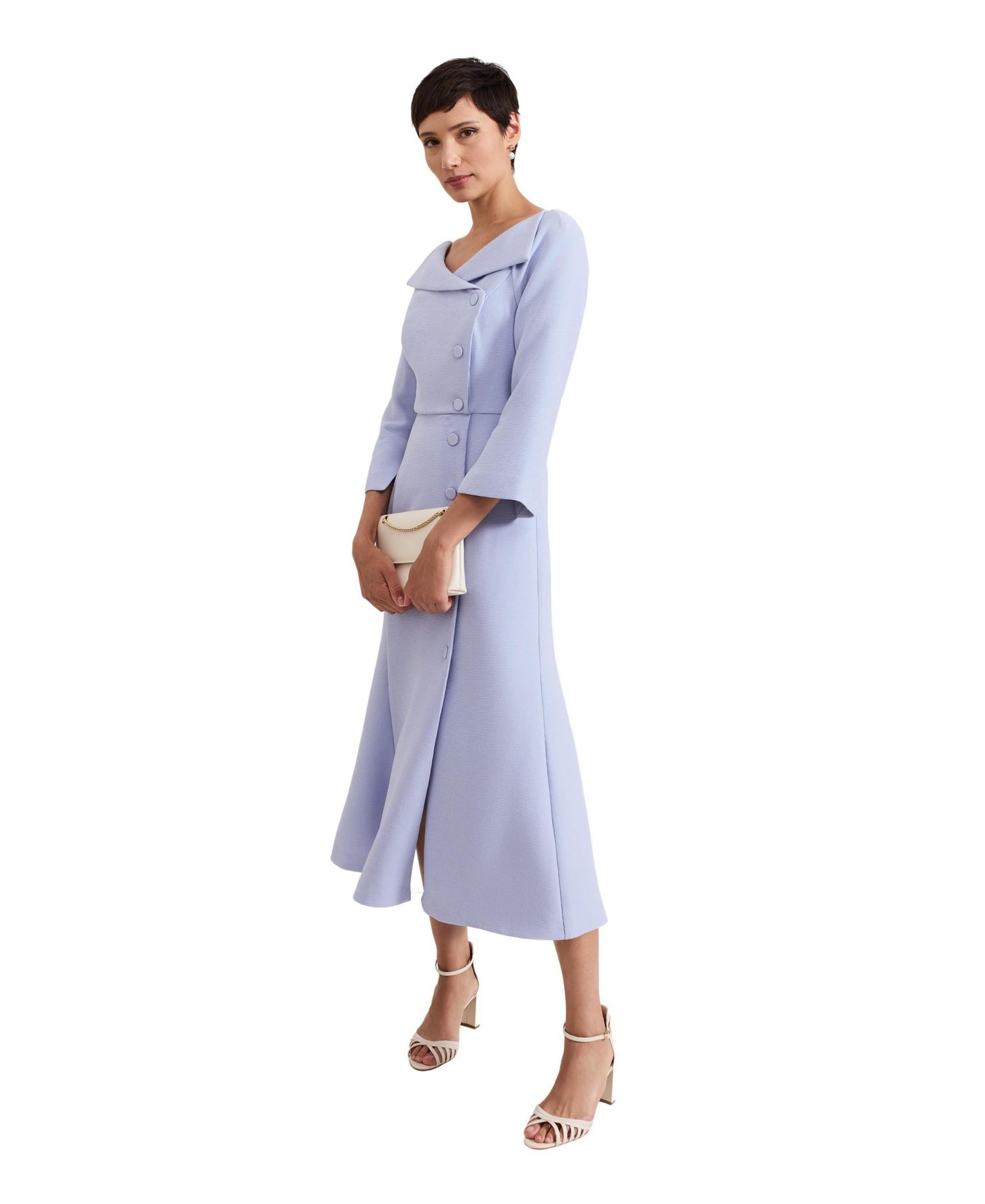Women's Sienna Asymmetric-Collar Tuxedo Midi Dress