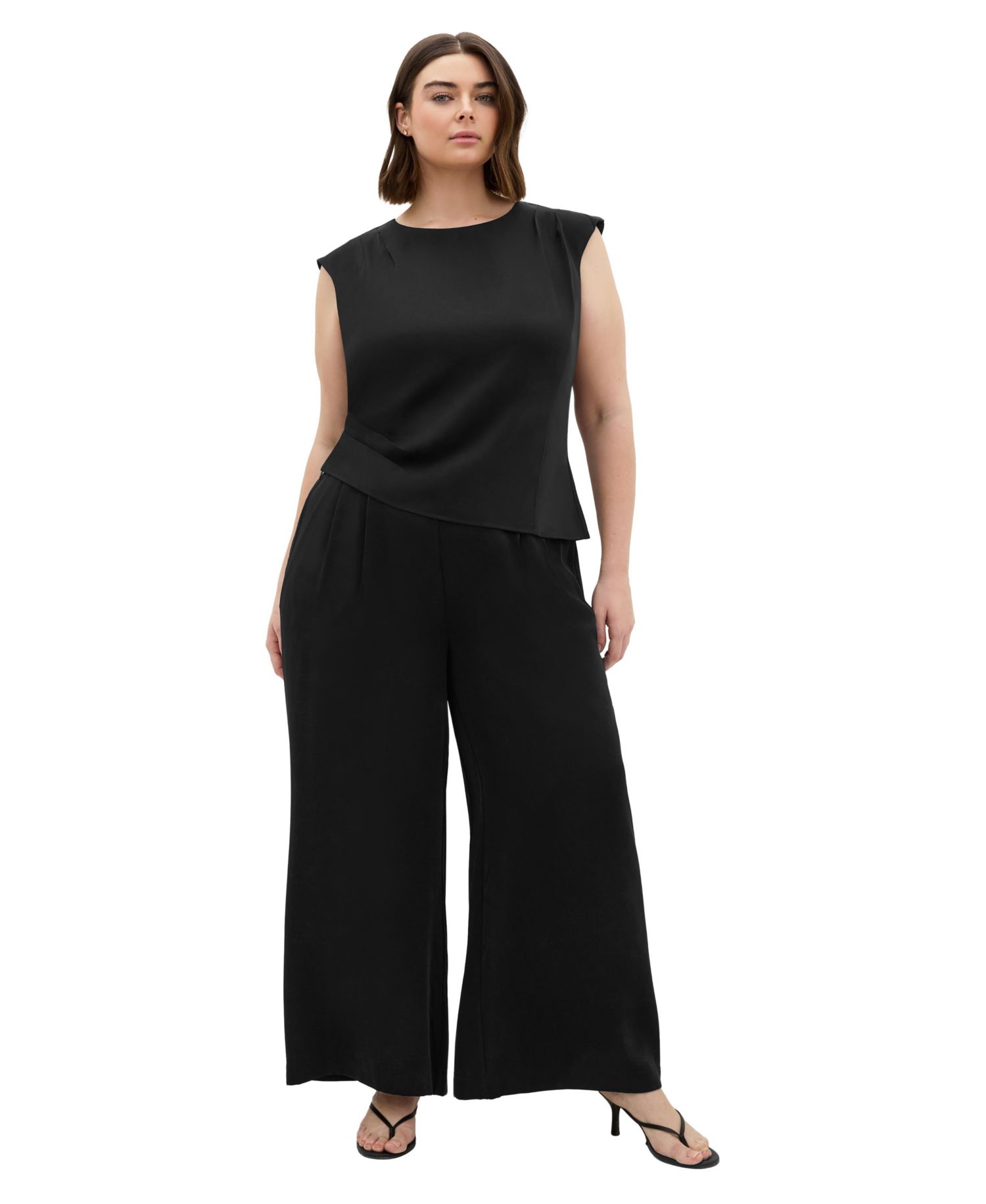 Plus Size Jett Sleeveless Pleat-Detail Blouse