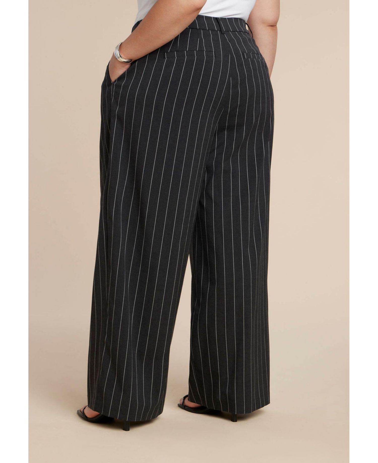 Women's Wide Leg Pinstripe Trouser