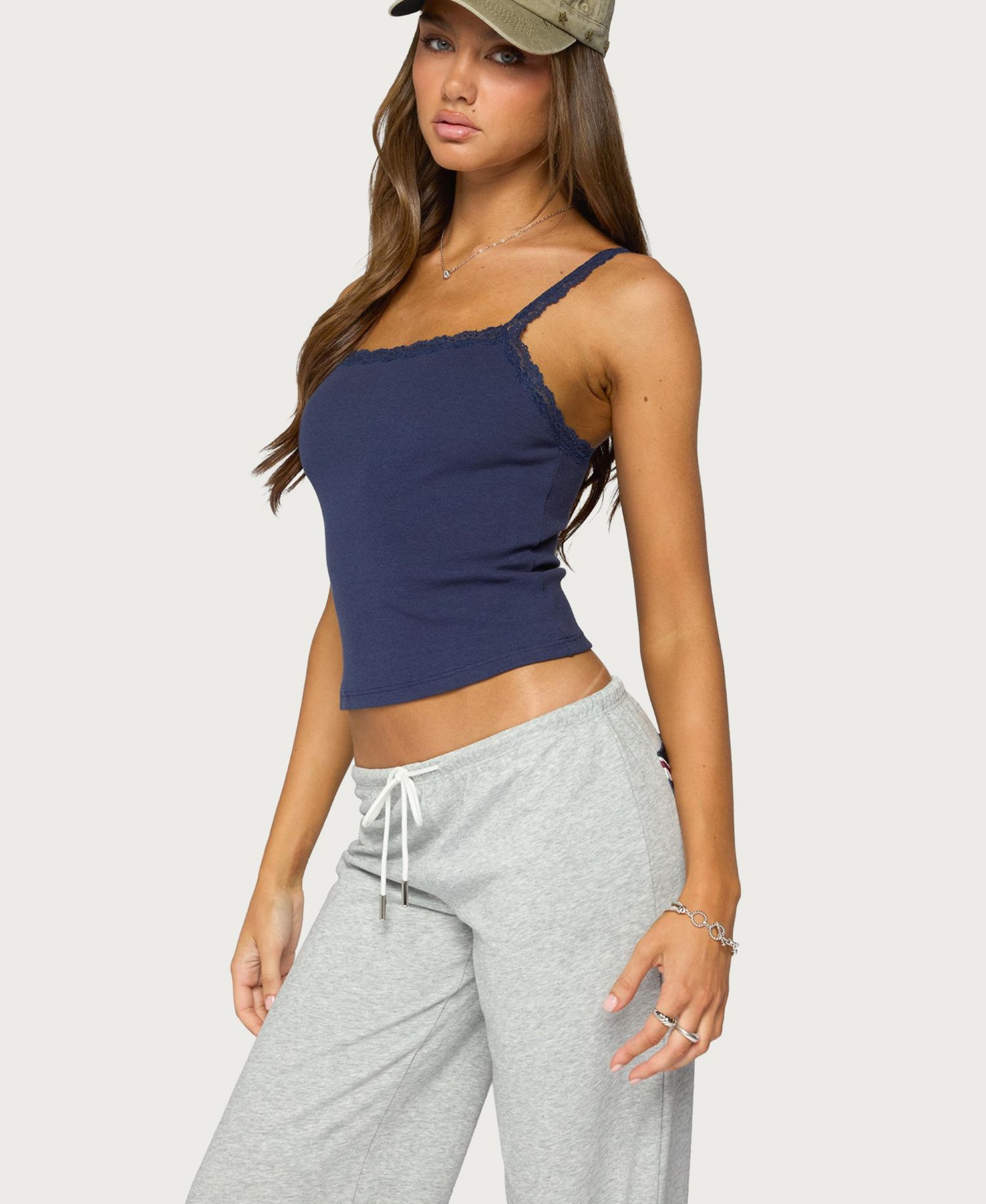 Women's Luschia Lace Trim Scoop Neck Tank Top