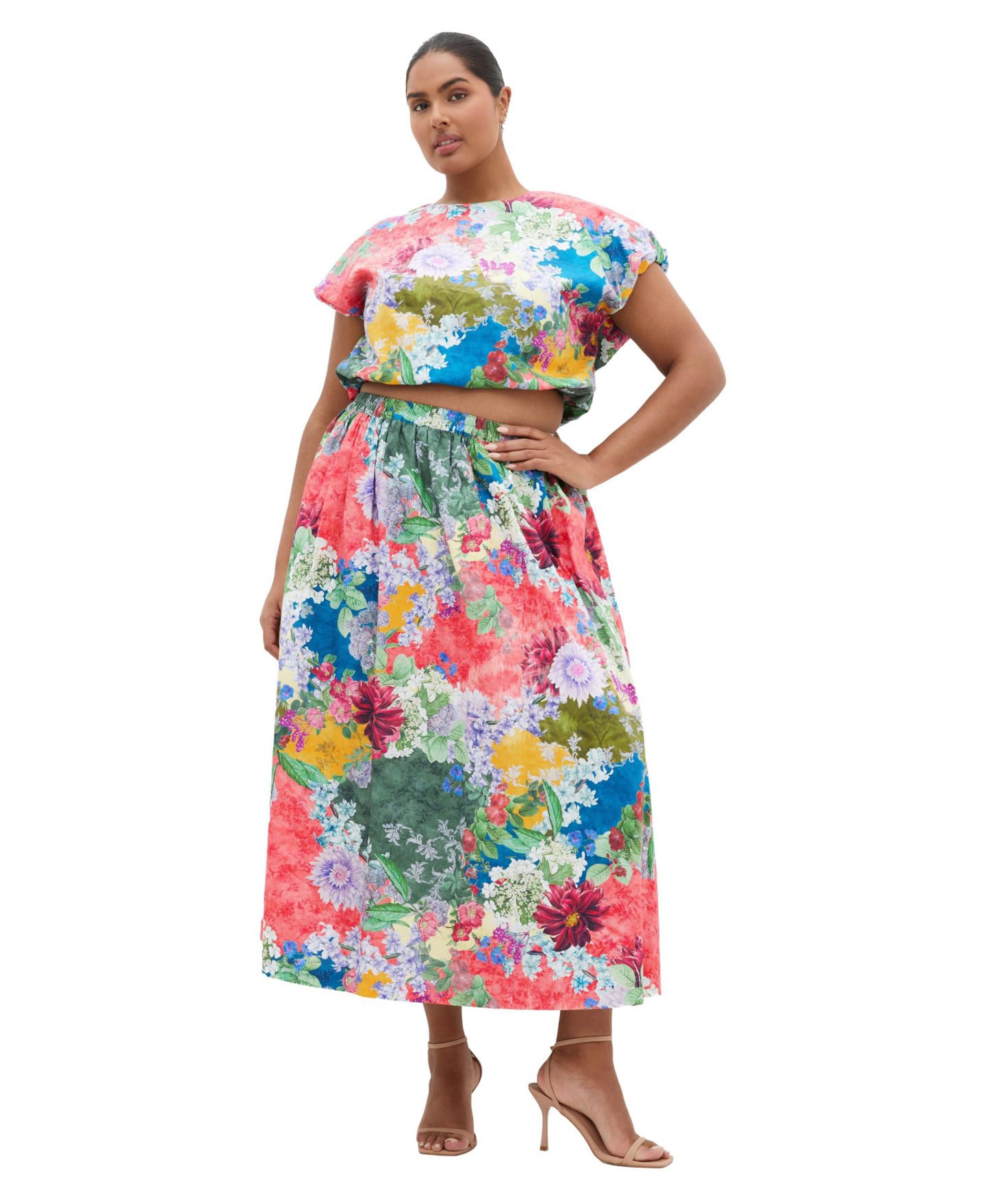 Женский топ CITY CHIC Plus Size Sarina Berry Floral Print Cotton, цвет: С принтом — фото 3