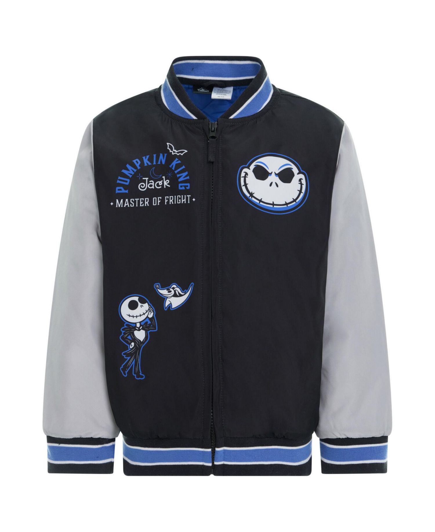 Boys' 4-20 Jack Skellington Varsity Color-Blocked Bomber Jacket