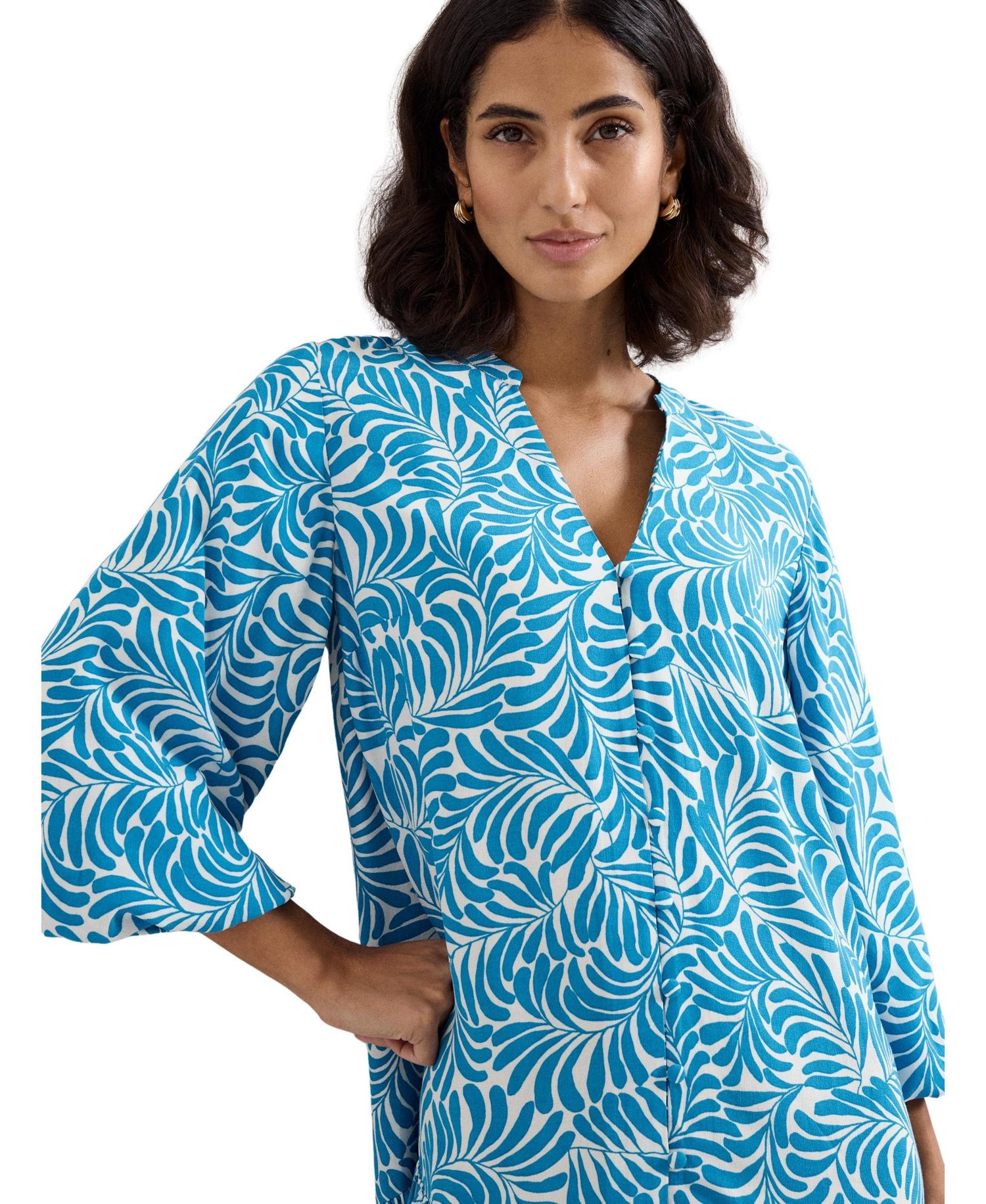 Women's Phoebe V-Neck Tiered-Hem 3/4-Sleeve Mini Dress