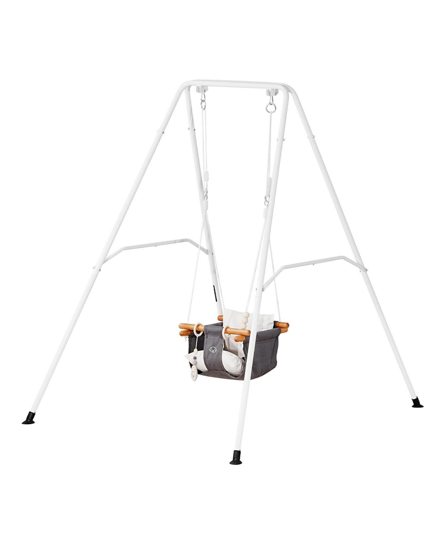 Toddler Swing and Jumper, 2-in-1 Baby Swing Set and Bouncer with Foldable A-Frame Metal Stand, Canvas Seat and 50 lb Capacity