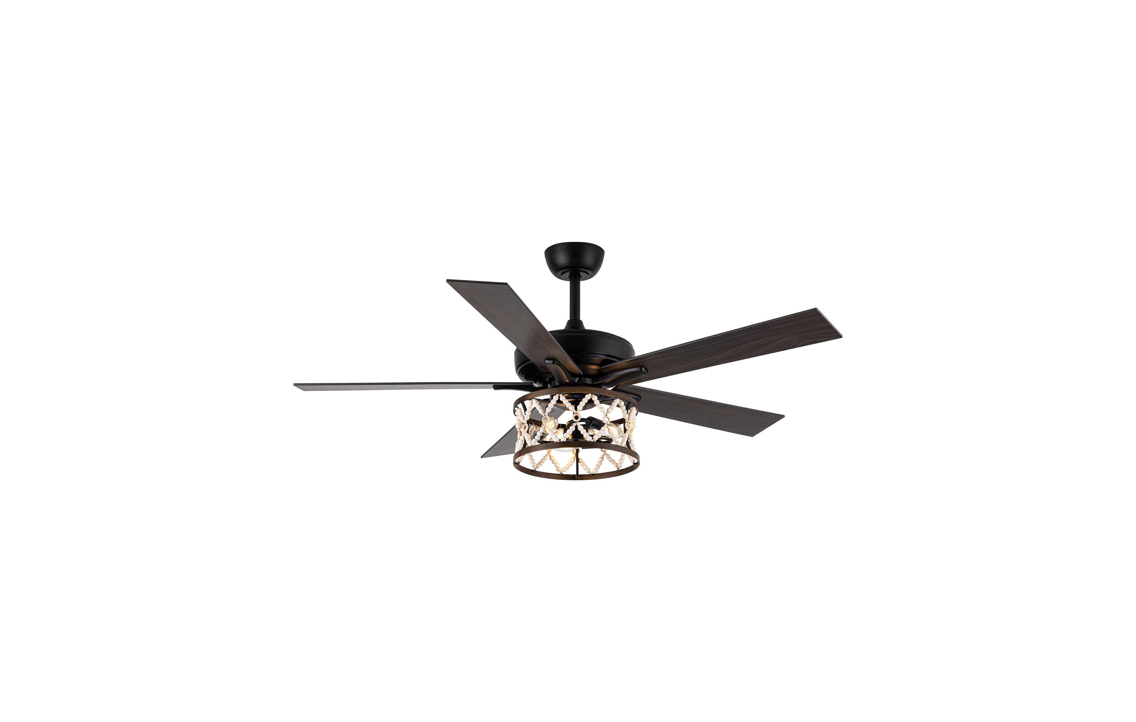 Parrot Uncle 52" Bohemian Ceiling Fan with Wood Beaded Light Kit and Remote Control