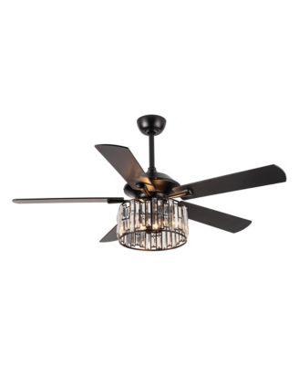 52" Matte Modern Crystal Reversible Chandelier Indoor Ceiling Fan with Light and Remote
