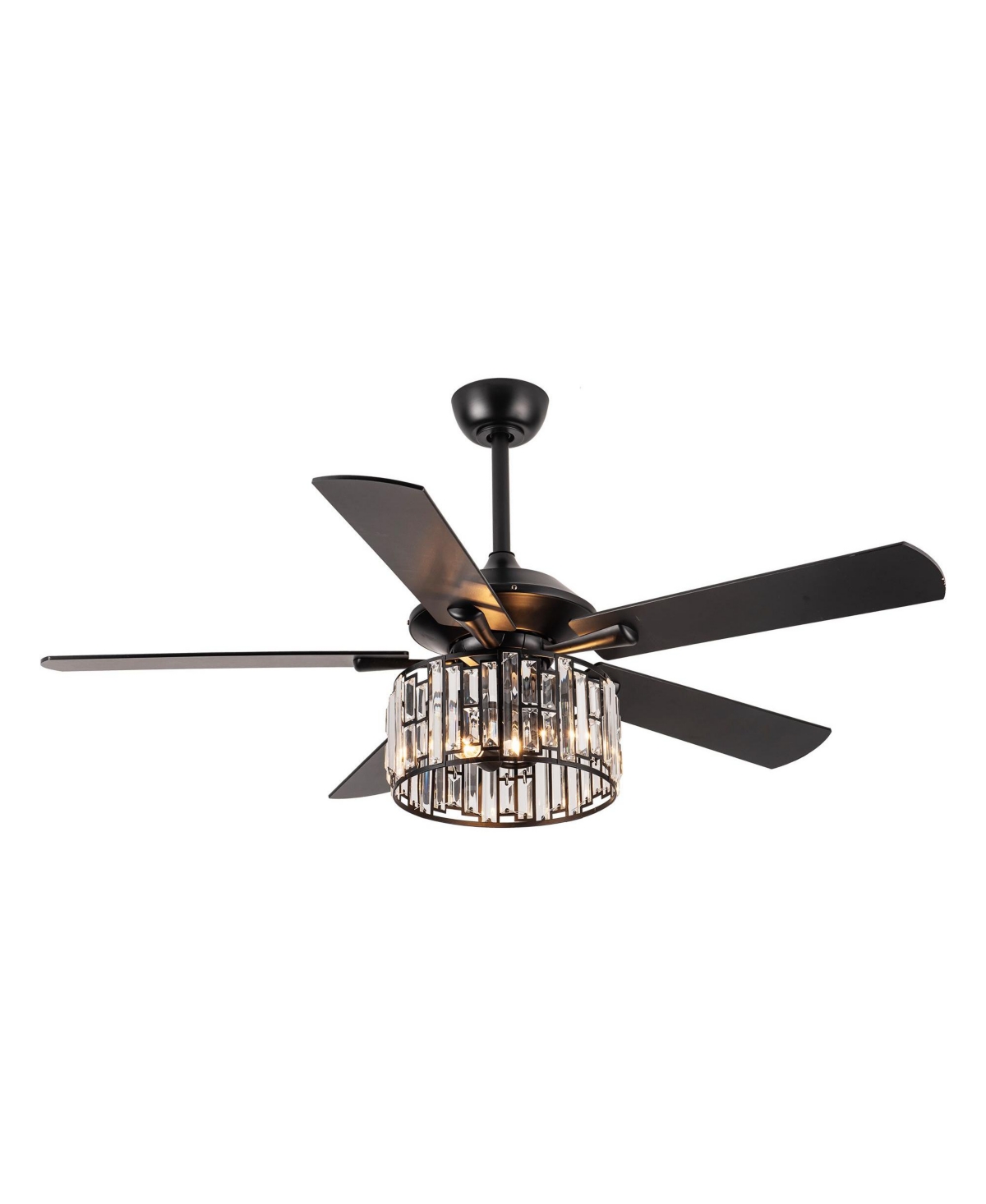 Parrot Uncle 52" Matte Modern Crystal Reversible Chandelier Indoor Ceiling Fan with Light and Remote