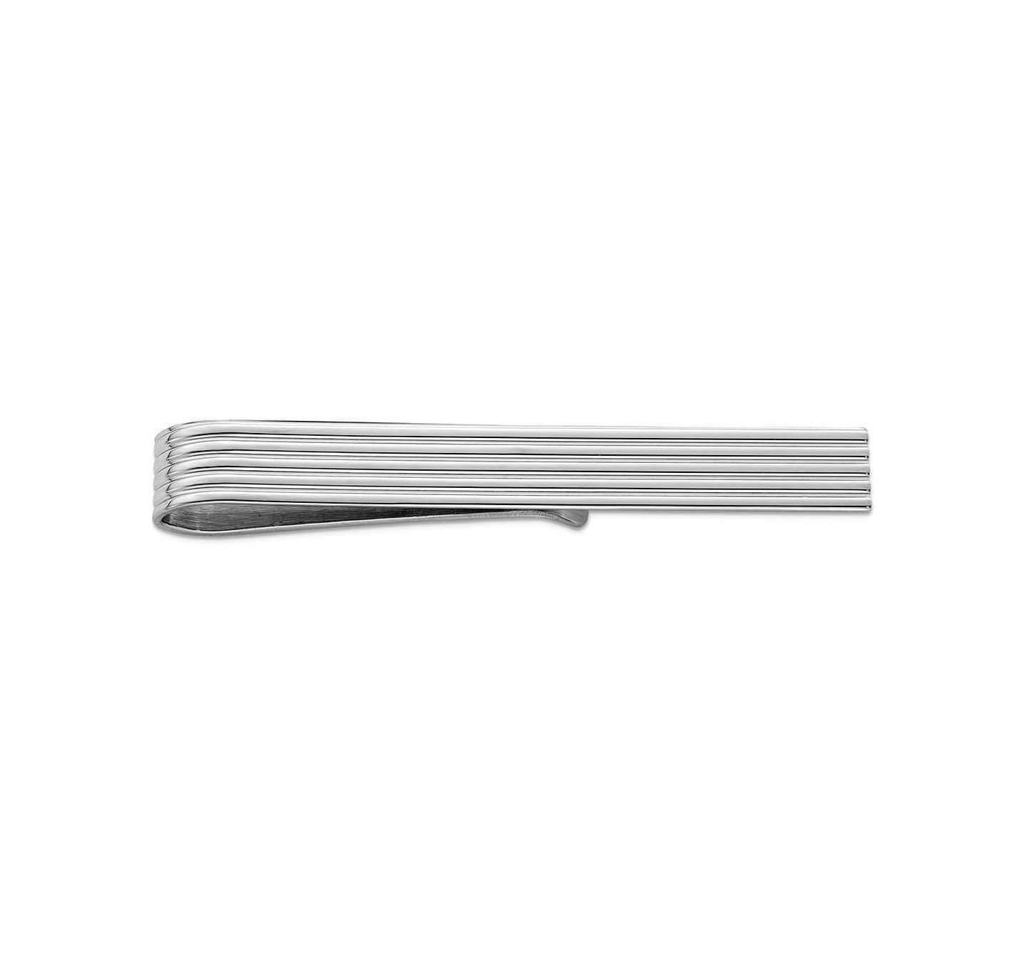 Мужские зажимы для галстука Curata Jewelry 925 Solid Sterling Silver Ribbed Wide Tie Bar for Men — фото 1