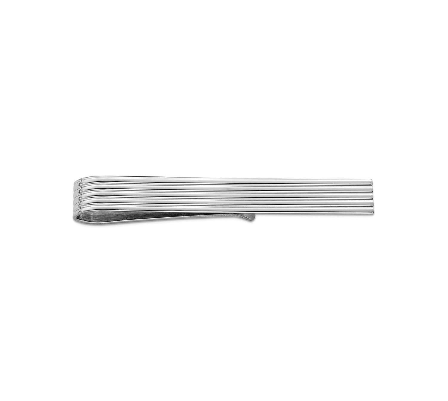 925 Solid Sterling Silver Ribbed Wide Tie Bar for Men