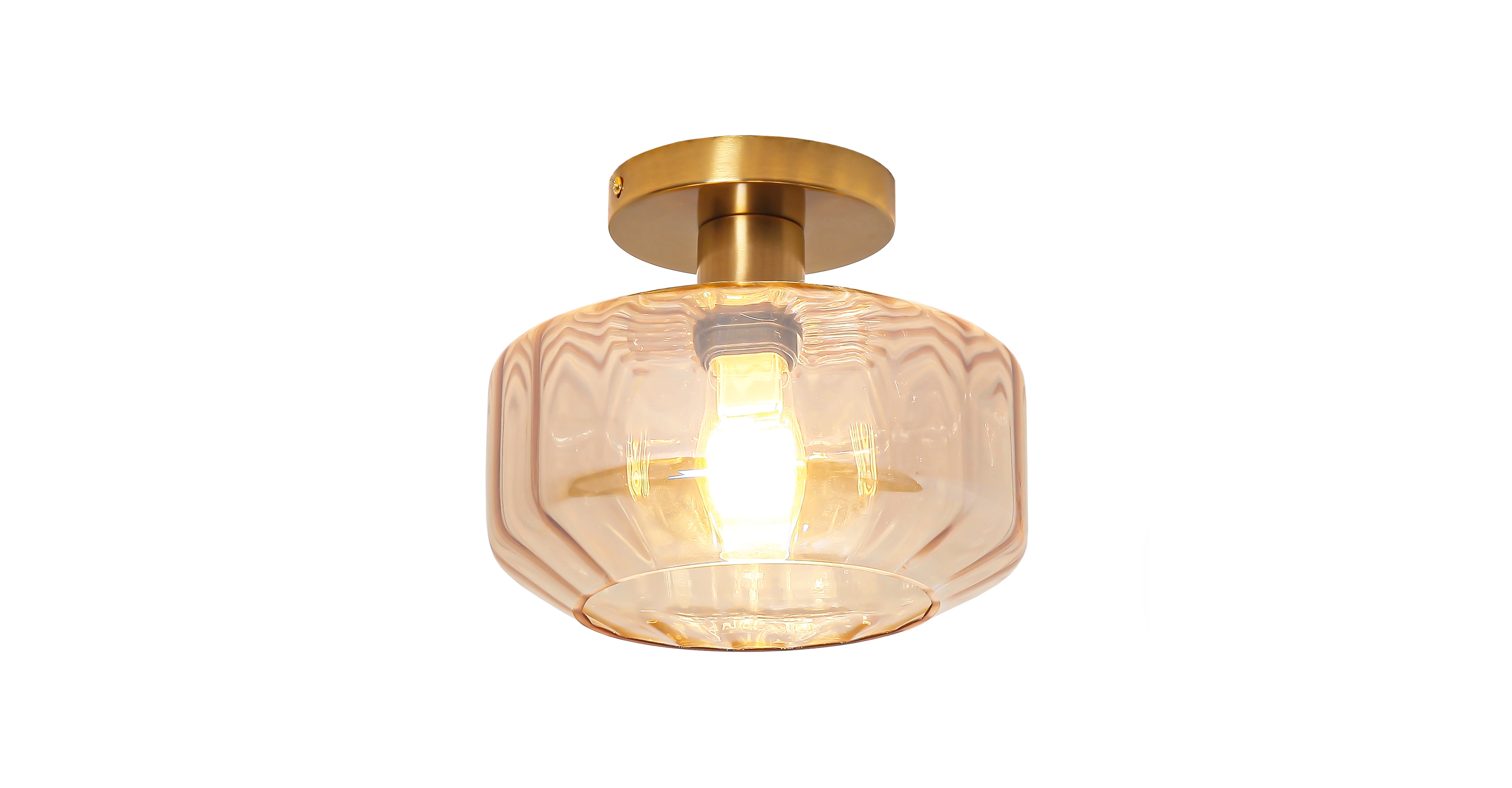 Parrot Uncle Vintage Amber Glass Semi Flush Mount Ceiling Light