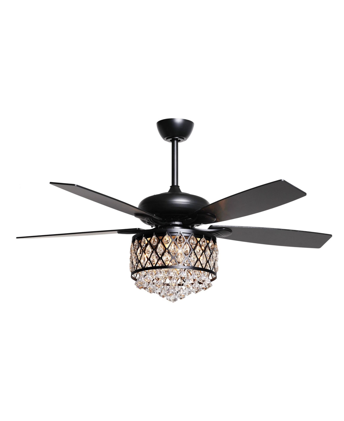 52” Wethington Modern Crystal Chandelier Ceiling Fan with Light And Remote Control Black - Black