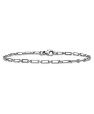 Platinum Polished Paperclip Link Chain Bracelet