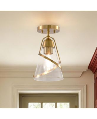 7" Seeded Glass Dimmable Modern Semi Flush Mount Ceiling Light Fixture
