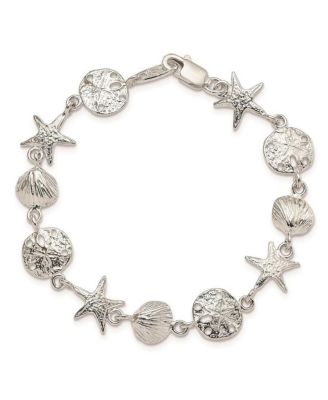 Solid Sterling Silver Seashells, Starfish & Sand Dollar Bracelet