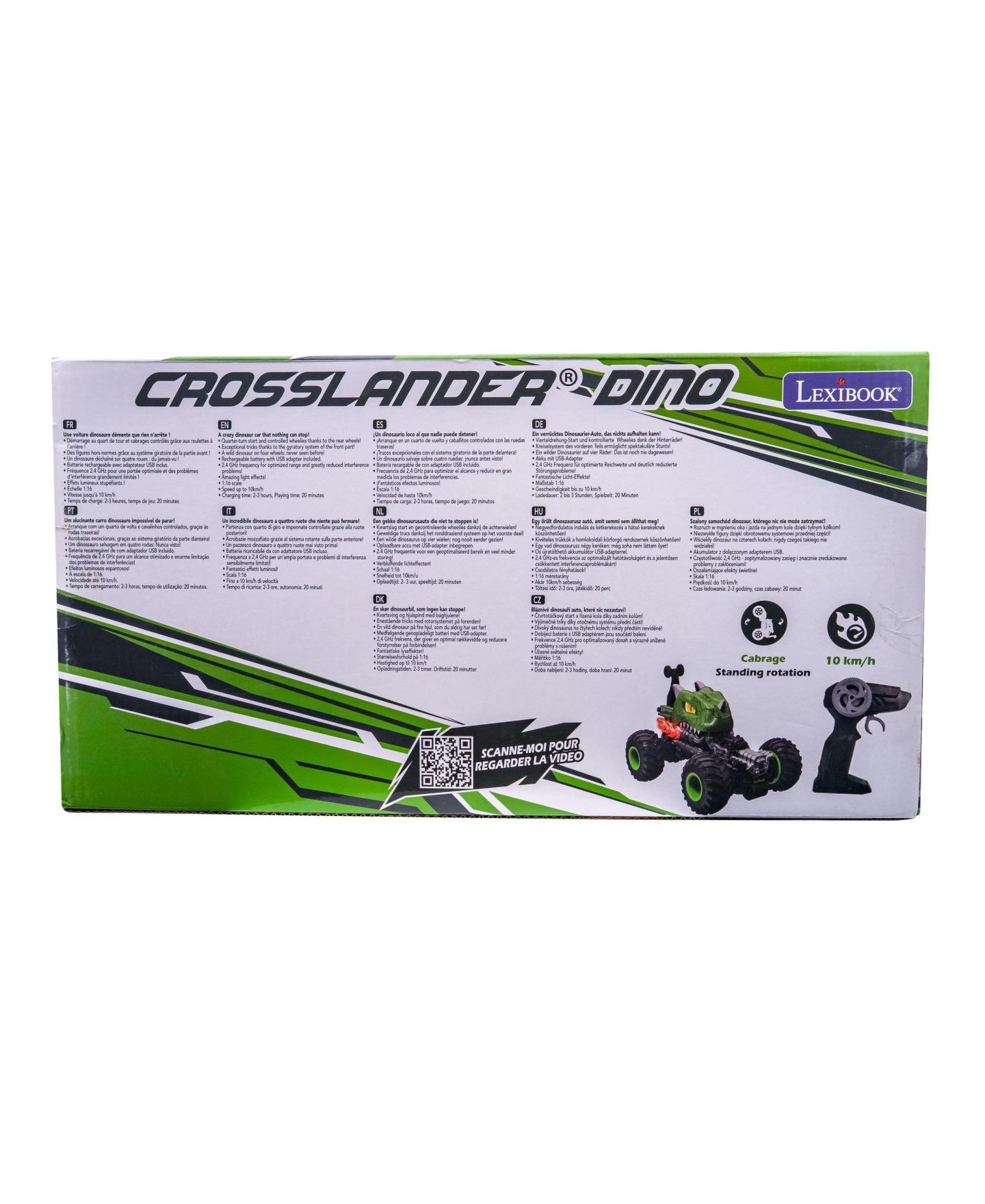 Детская игрушка Lexibook Crosslander Dino Rechargeable Stunt Remote Control Car, цвет: Зелёный — фото 7