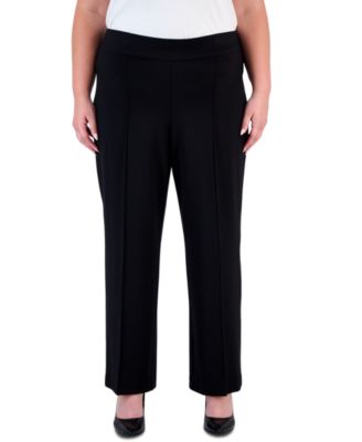 Plus Size Pull On Pintuck Trouser Serenity Knit Wide-Leg Pants