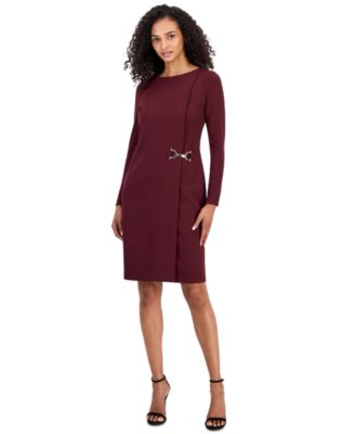 Petite Scoop-Neck Scuba Crepe Sheath Dress