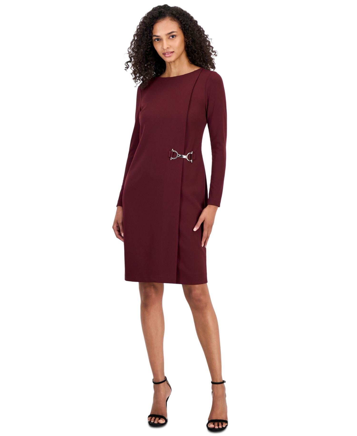 Petite Scoop-Neck Scuba Crepe Sheath Dress