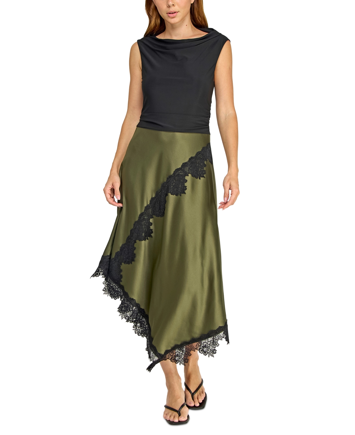 Row A Juniors' Cowl Neck Midi Dress