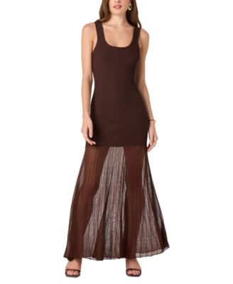 Women's Drop-Waist Scoop Neck Maxi Dress