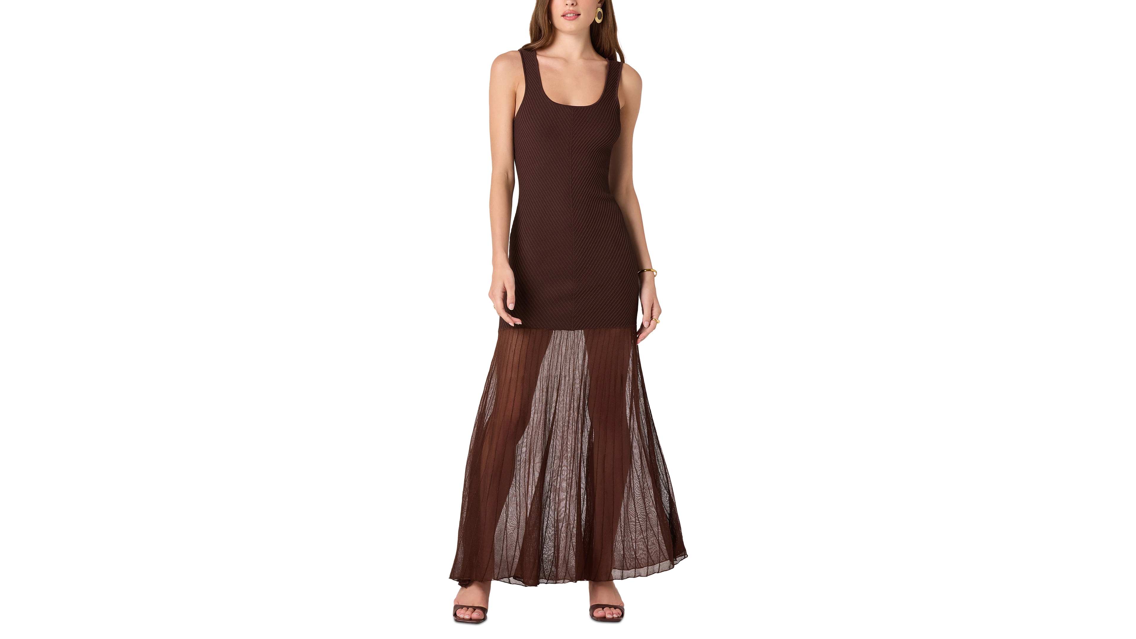 Astr the Label Women's Drop-Waist Scoop Neck Maxi Dress