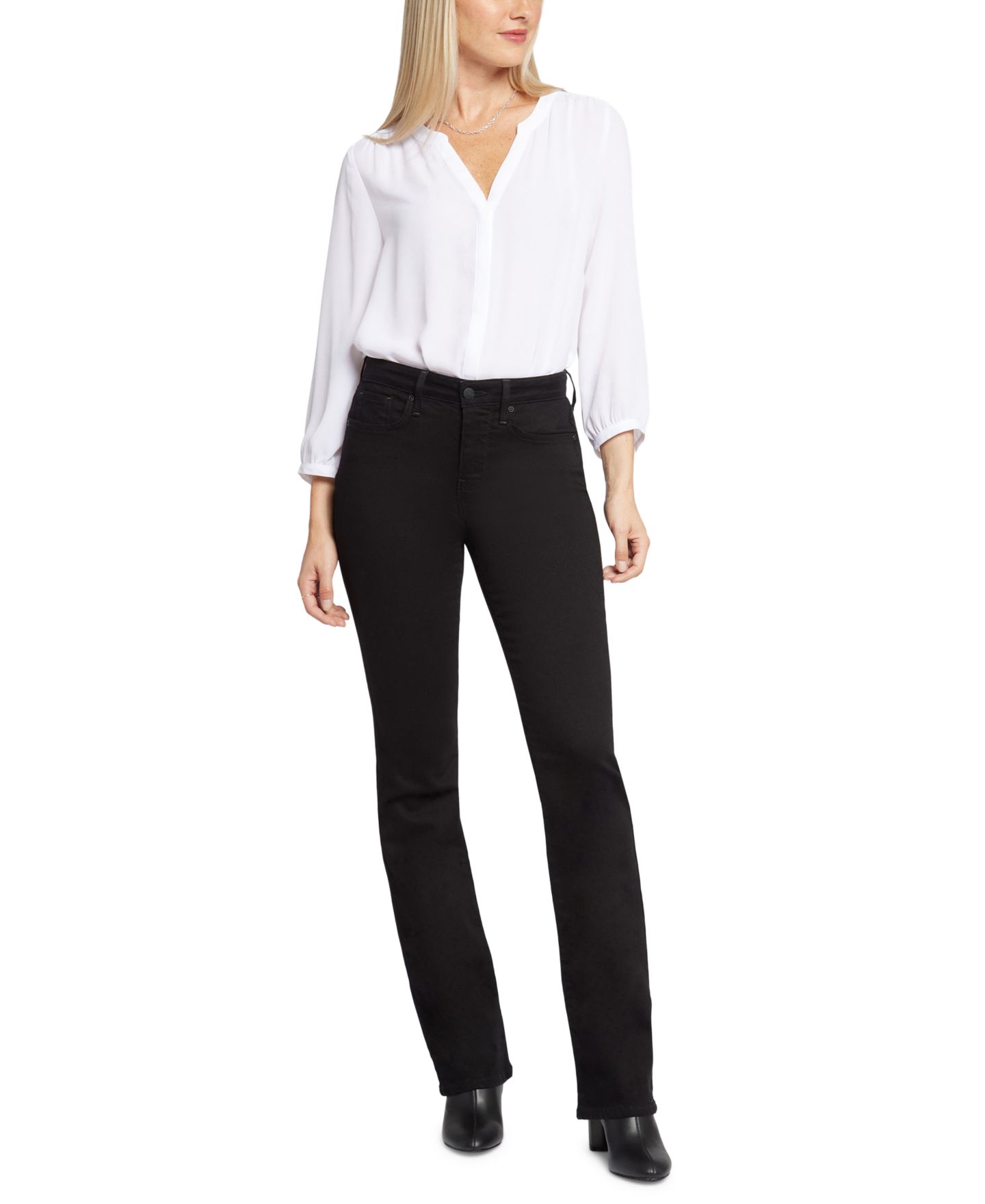 Женские джинсы NYDJ Petite Barbara Mid-Rise Bootcut, цвет: Чёрный — фото 1