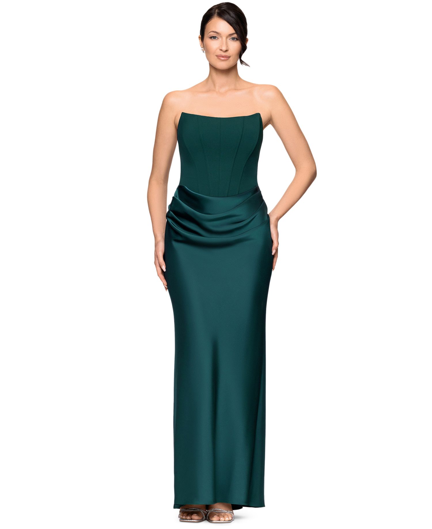 Women's Mixed-Media Strapless Corset Gown