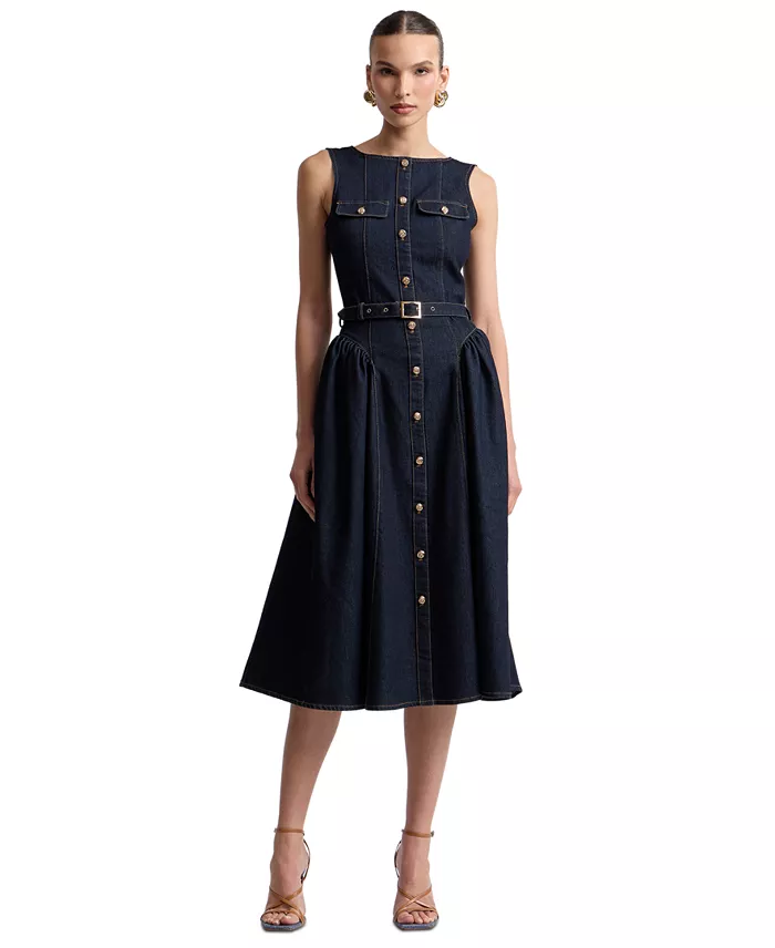 Women's Sleeveless Denim Midi Dress