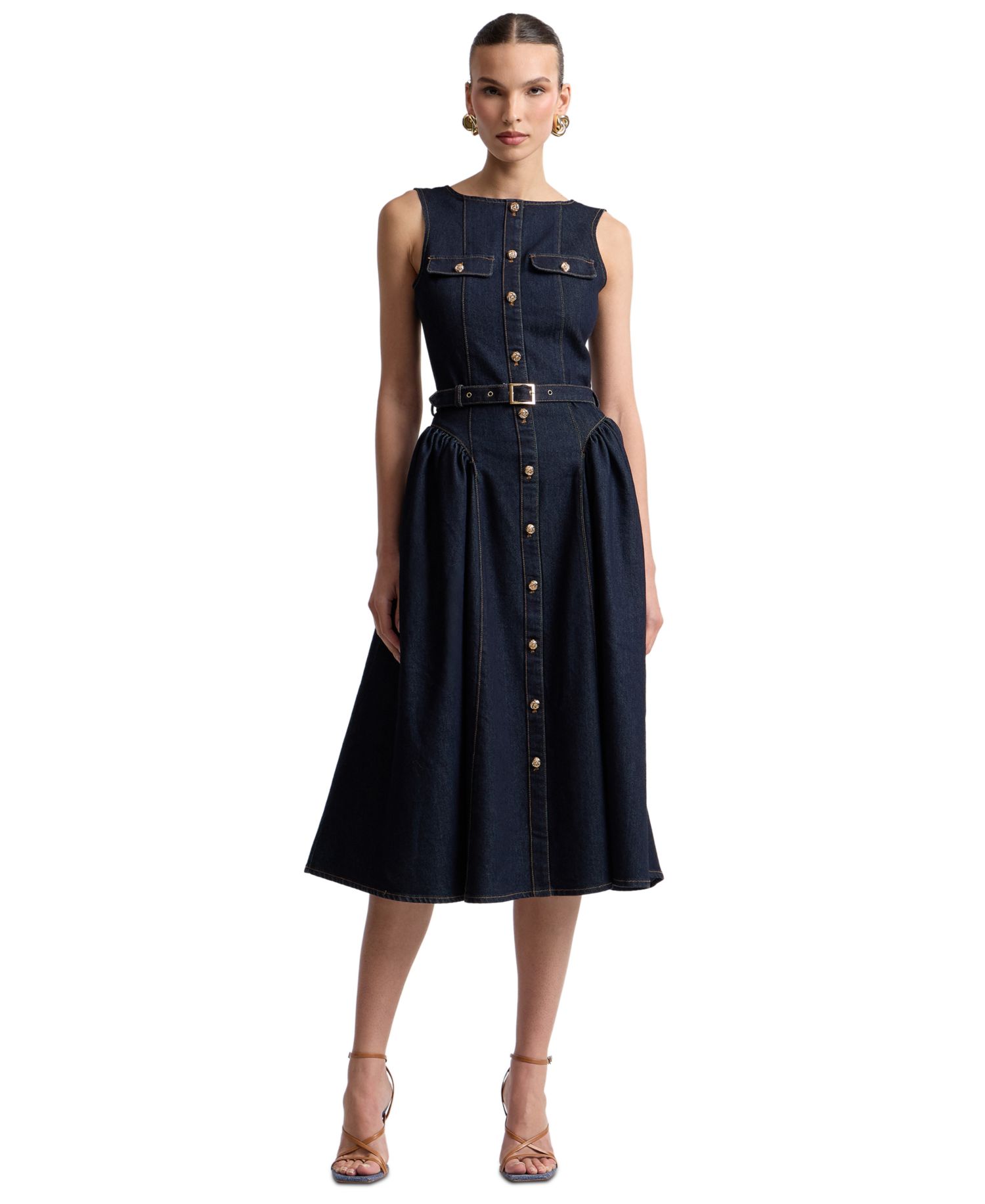 Women's Sleeveless Denim Midi Dress