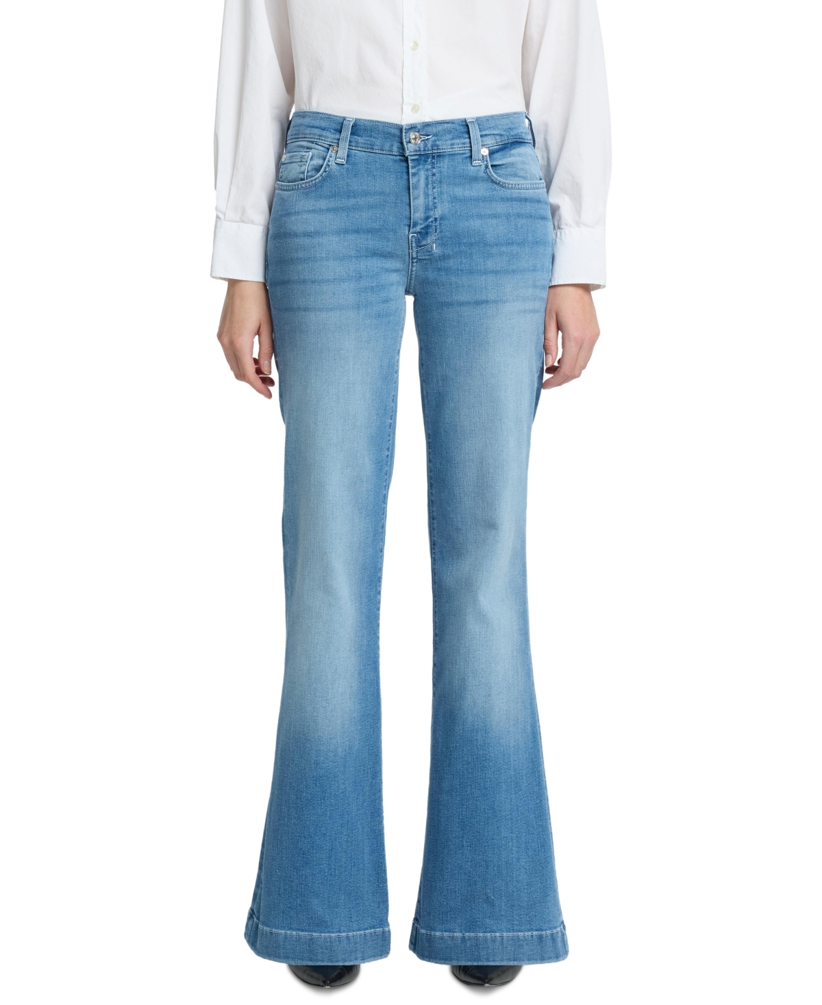 7 For All Mankind Women's Dojo Tailorless Mid-Rise Flare Jeans - Ideal