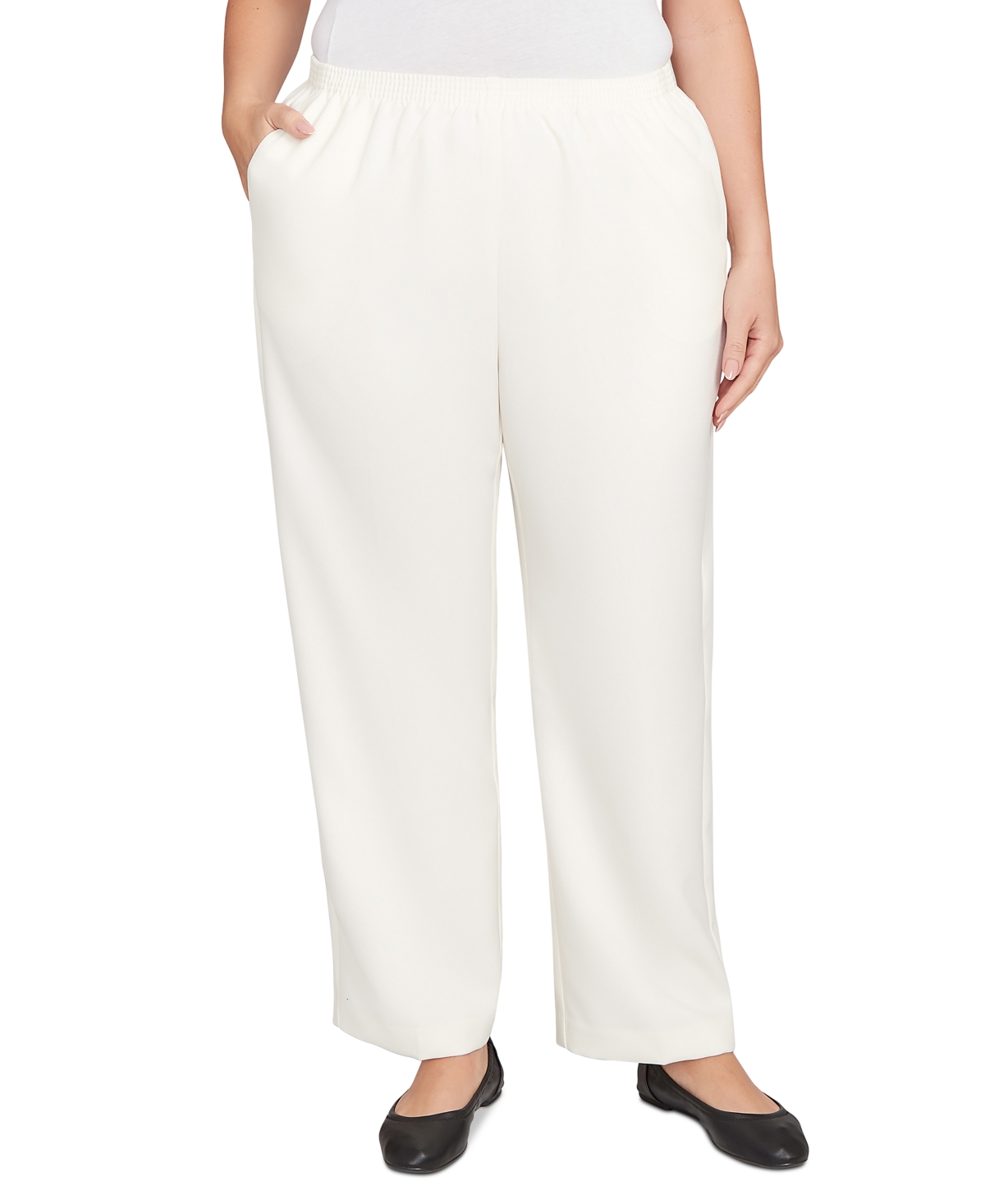 Alfred Dunner Plus Size Colored Mid-Rise Pants - Ivory
