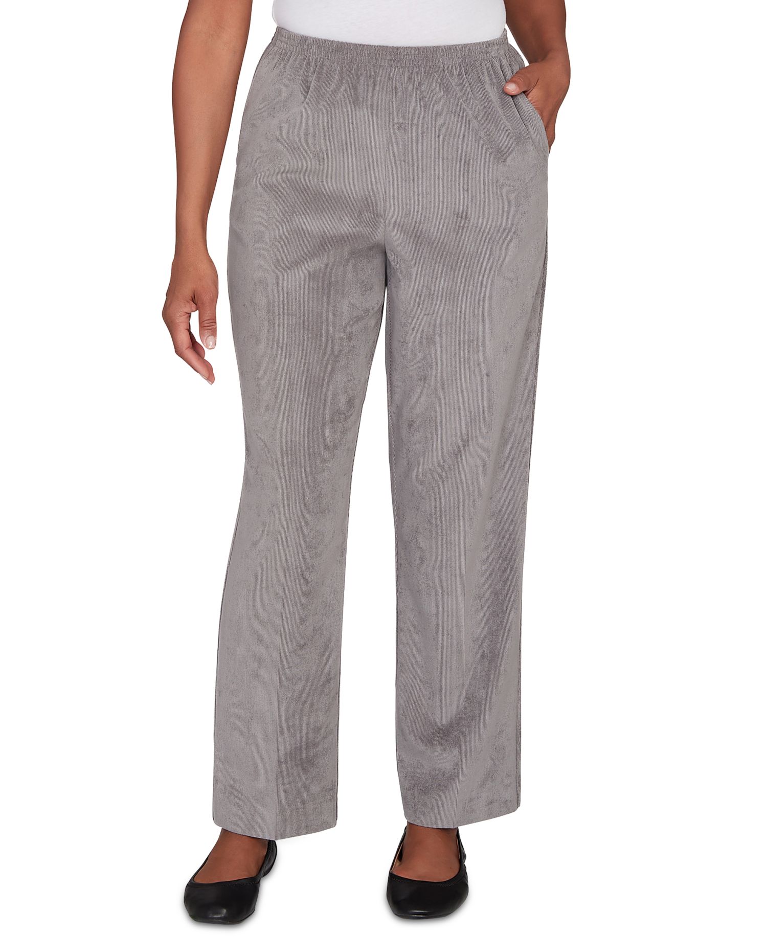 Petite Corduroy Elastic Waistband Short-Length Pants