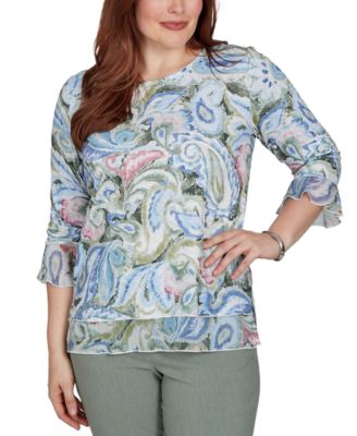 Women's Provence Paisley Woven Trim Knit Top