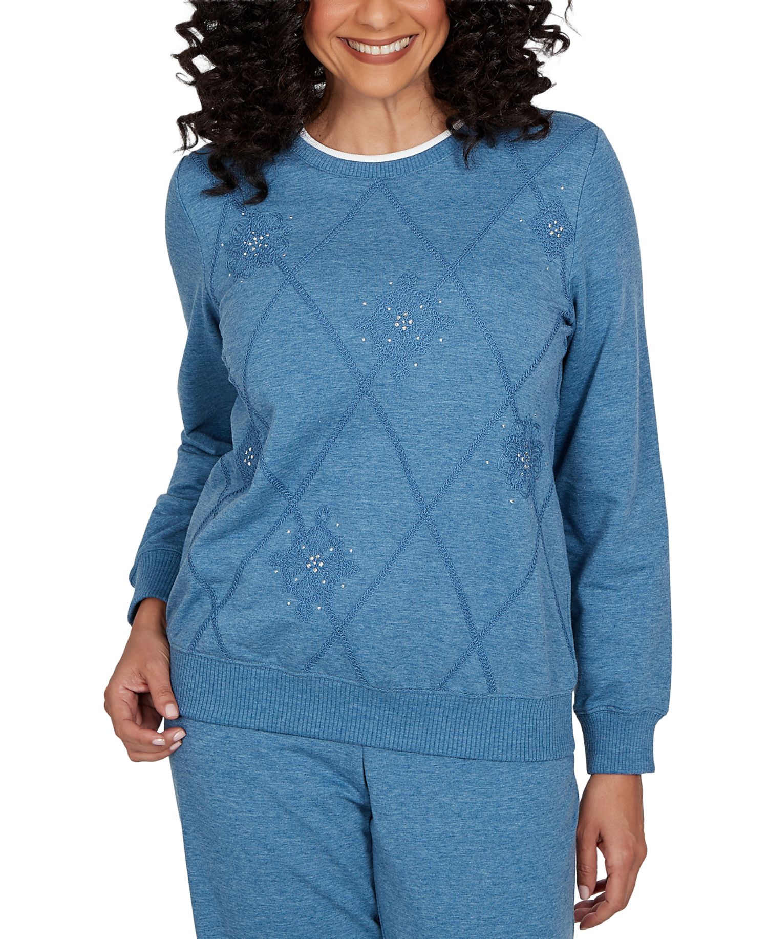 Petite Embroidered Long-Sleeve Pullover