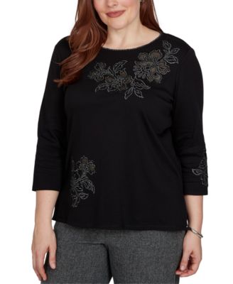 Petite Crewneck 3/4-Sleeve Knit Top