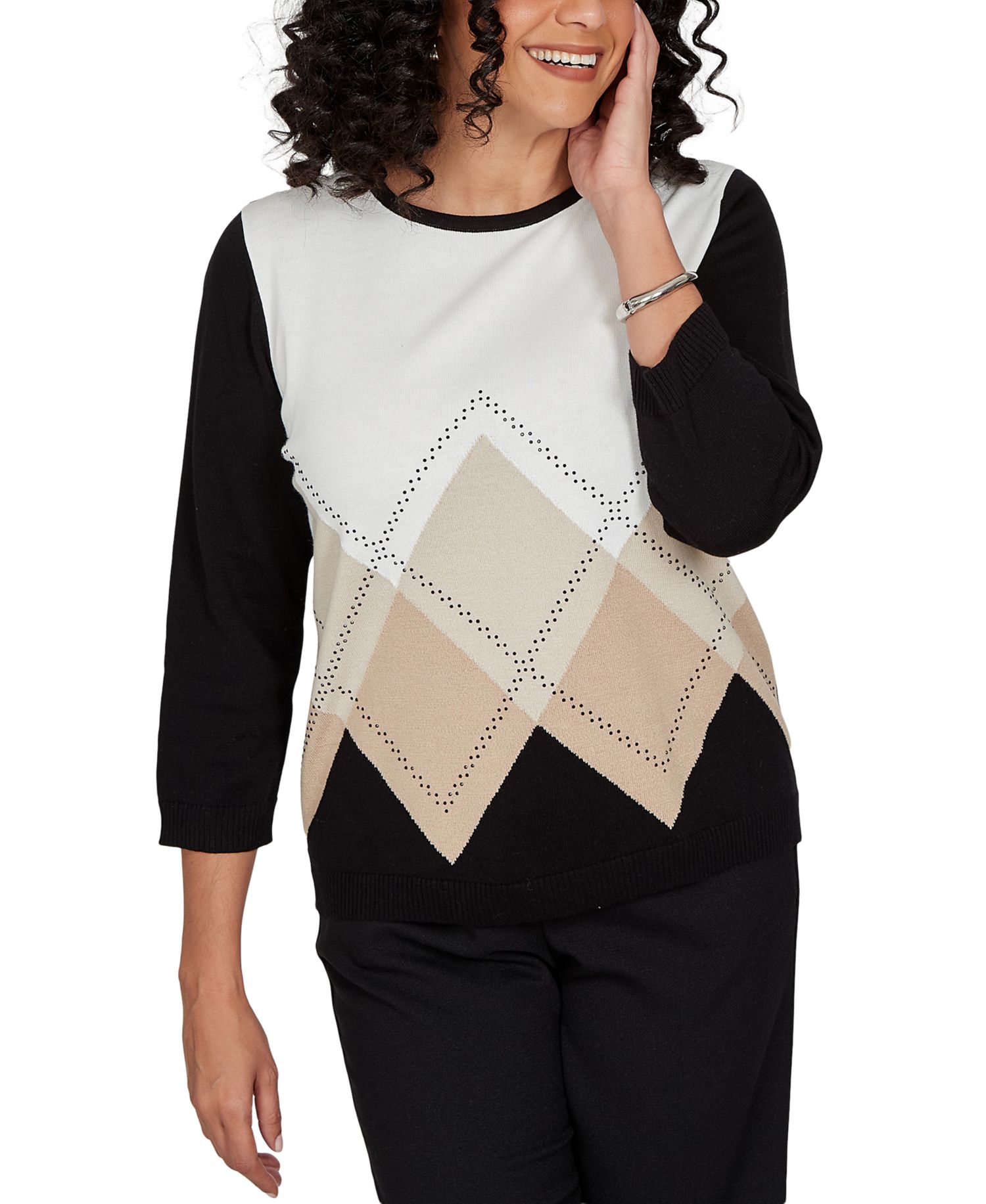 Women's Classic Argyle Beaded Sweater