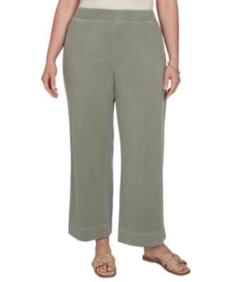 Plus Size Snow Wash Elastic Waistband Pants