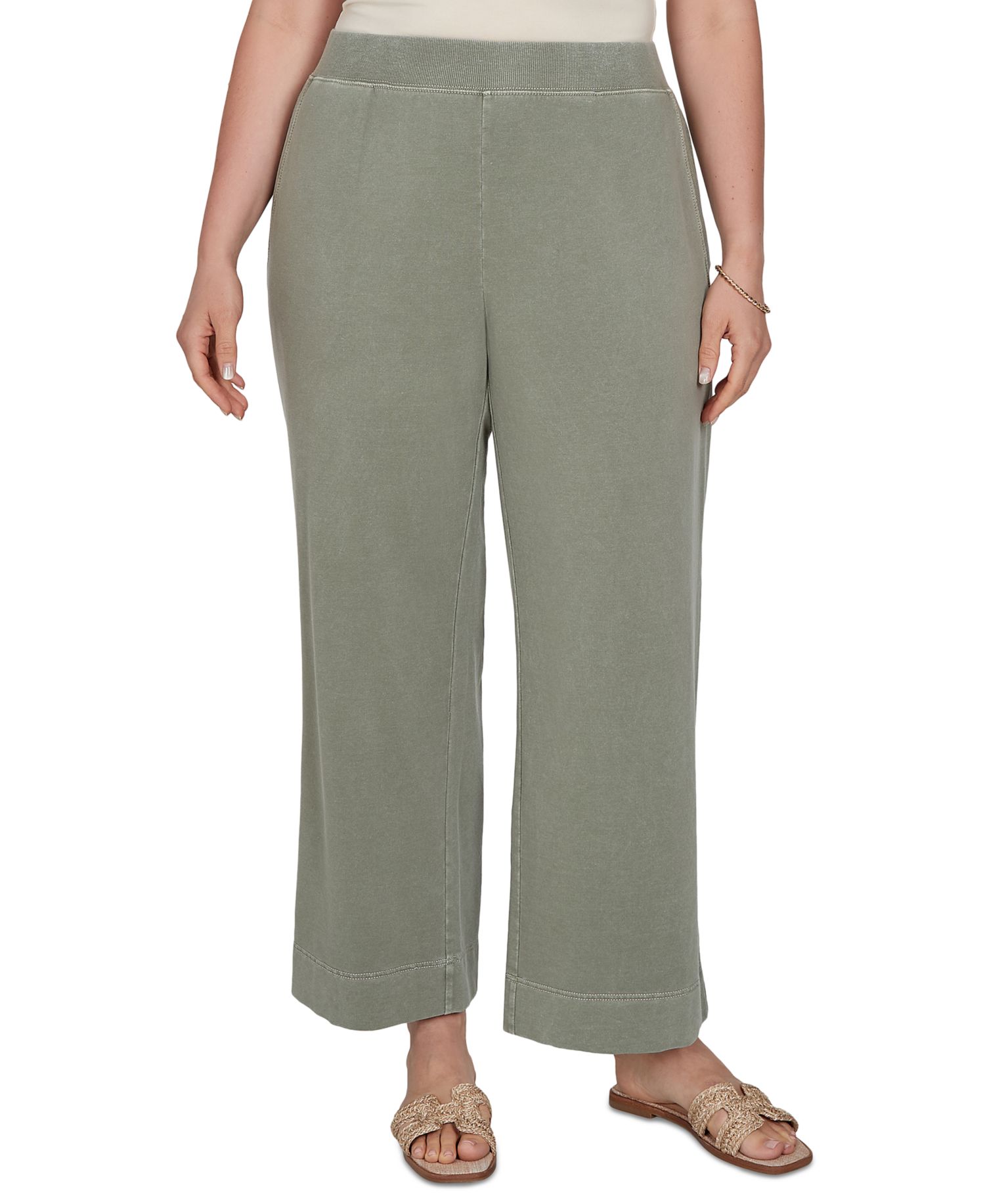 Plus Size Snow Wash Elastic Waistband Pants